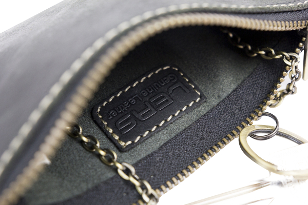 Schlüsseltasche extra groß mit 2 Ringen und Geschenkbox LEAS in Echt-Leder, schwarz - LEAS Vintage-Collection 15x8x1cm (BxHxT)