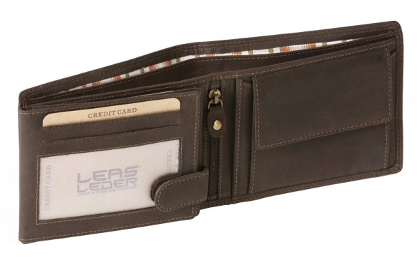 Geldbörse im Querformat LEAS MCL im Vintage-Stil in Echt-Leder, braun
