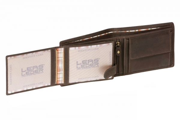 Geldbörse im Querformat LEAS MCL im Vintage-Stil in Echt-Leder, braun