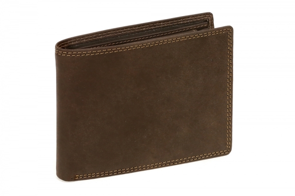 Geldbörse extra dünn mit Klappe Scheintasche LEAS MCL im Vintage-Stil in Echt-Leder, braun