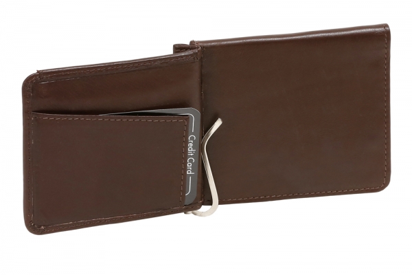 Dollar Clip Geldscheinklammer Geldklammer Money Clip LEAS in Echt-Leder, braun