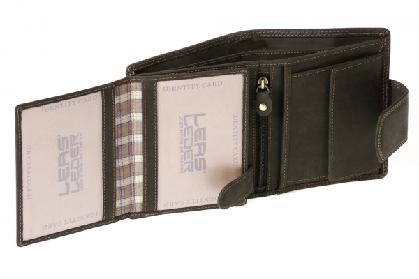 Kombibörse mit Außenverschluss im Hochformat LEAS MCL in Echt-Leder, schwarz