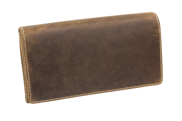 XXL Damen Geldbörse Frauen Geldbeutel für 10 Kreditkarten Used Look LEAS in Echt-Leder - Vintage-Collection 17x9,5x3,5cm (BxHxT) (cognac)