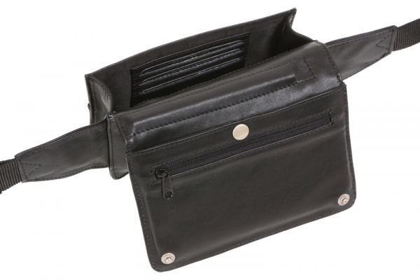 Gürteltasche mit Volllederausstattung LEAS in Echt-Leder, schwarz