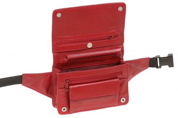 Gürteltasche mit Volllederausstattung LEAS in Echt-Leder, cherry