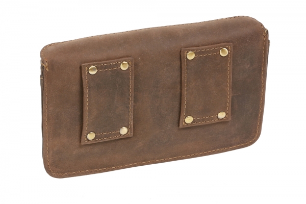 Gürteltasche mit Volllederausstattung und Floral-Muster LEAS in Echt-Leder, dunkelbraun