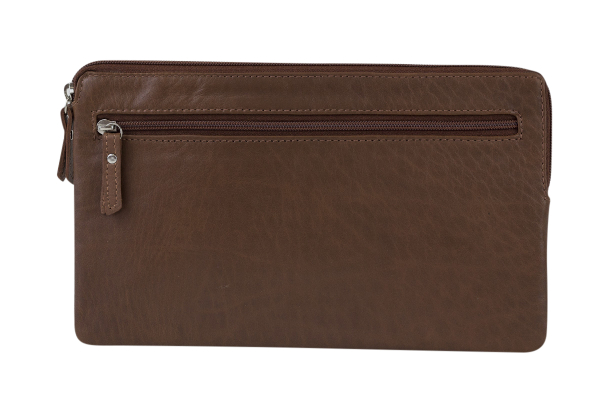 Banktasche Geldtasche LEAS in Echt-Leder, cognac