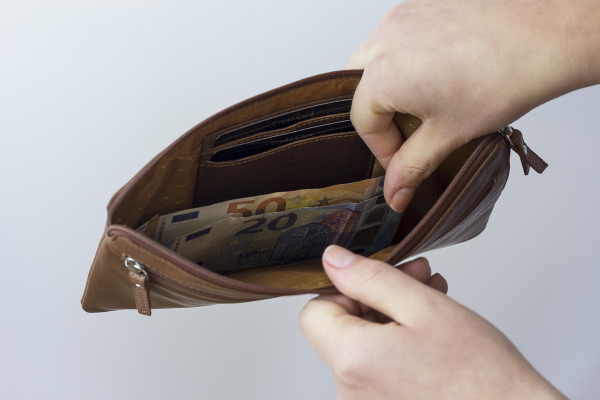 Banktasche Geldtasche LEAS in Echt-Leder, cognac