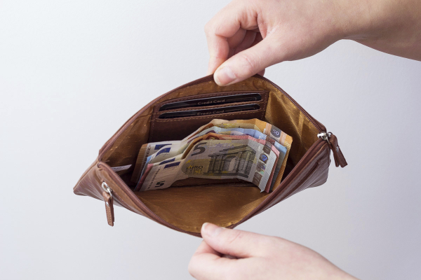 Banktasche Geldtasche LEAS in Echt-Leder, cognac