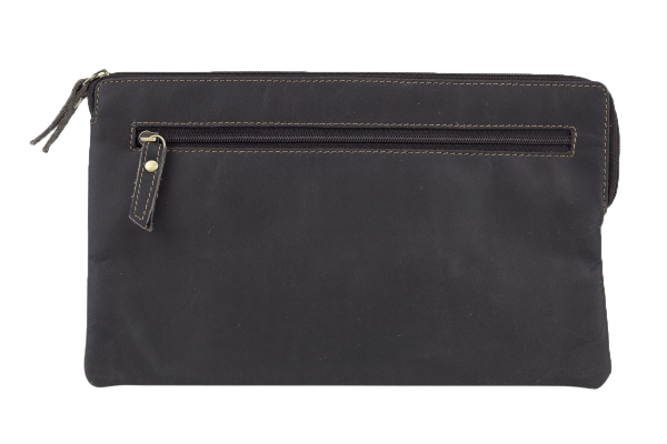 Banktasche & Geldtasche im Vintage-Style Used Look LEAS in Echt-Leder, braun