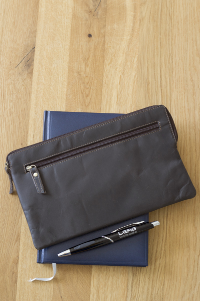 Banktasche & Geldtasche im Vintage-Style Used Look LEAS in Echt-Leder, braun