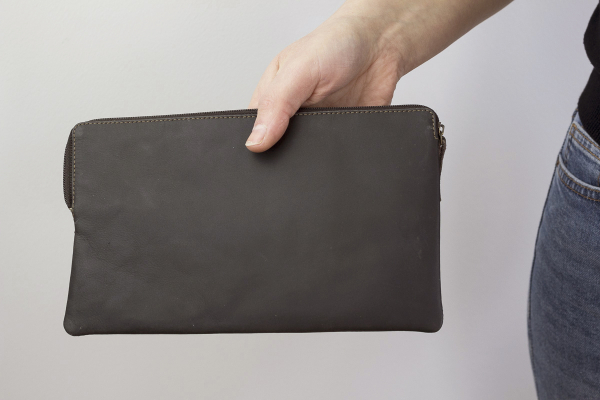 Banktasche & Geldtasche im Vintage-Style Used Look LEAS in Echt-Leder, braun
