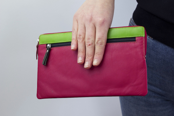 Mehrfarbige Banktasche Geldtasche LEAS in Echt-Leder, bunt