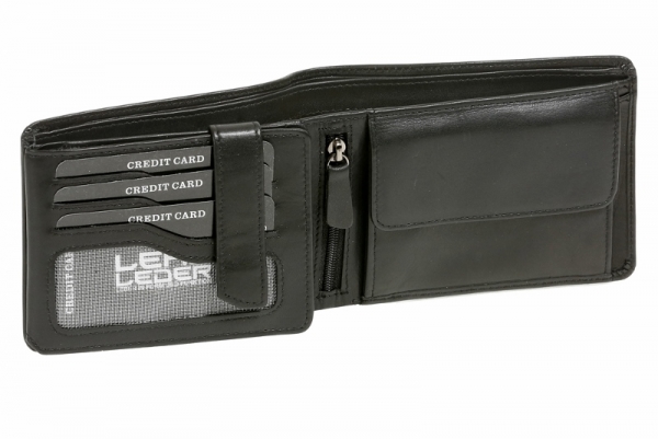 Hochwertige Scheintasche mit Riegel (mit edler Geschenkkiste) LEAS in Echt-Leder, schwarz