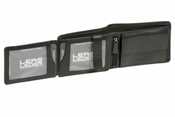 Hochwertige Scheintasche mit Riegel (mit edler Geschenkkiste) LEAS in Echt-Leder, schwarz