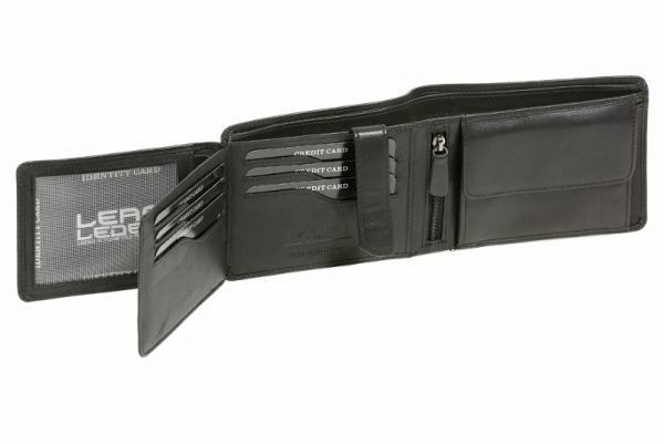 Hochwertige Scheintasche mit Riegel (mit edler Geschenkkiste) LEAS in Echt-Leder, schwarz