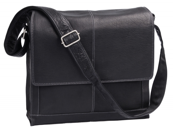 Messengertasche LEAS in Echt-Leder, schwarz - LEAS Classic Bags