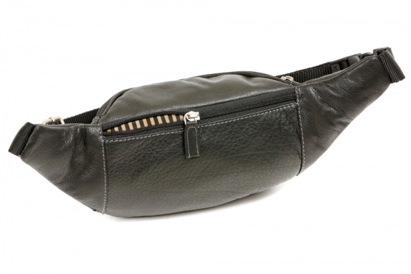 Bauchtasche, Gürteltasche sehr hochwertig LEAS in Echt-Büffelleder, schwarz