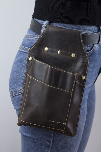 Kellnertasche für Kellnerbörse Köcher in Volllederausstattung LEAS im Vintage-Stil in Echt-Leder, braun