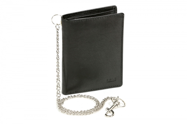 Bikerkombibörse Bikerbörse Trucker mit Chrom-Kette im Hochformat LEAS in Echt-Leder, schwarz