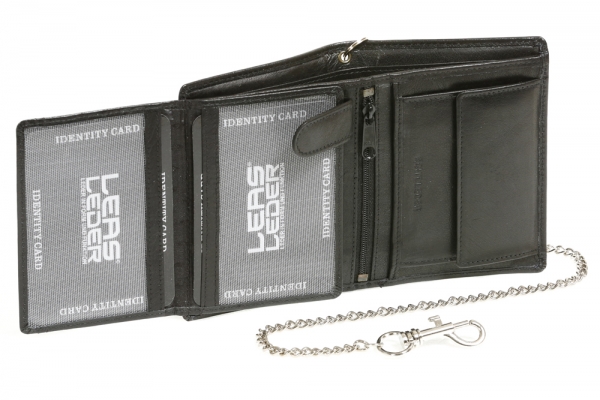 Bikerkombibörse Bikerbörse Trucker mit Chrom-Kette BIKER in Echt-Leder, schwarz