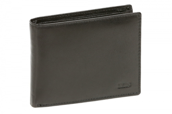 Herren RFID echt Leder Geldbörse Brieftasche Portemannaie Schwarz querformat NFC 