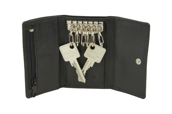 RFID Schlüsselgeldbörse und Schlüsseltasche gegen Datendiebstahl LEAS in Echt-Leder, schwarz