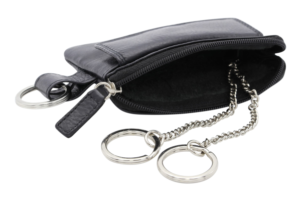 Damen und Herren mehrfarbige Schlüsseltasche mit Kleingeldfach LEAS in Echt-Leder, schwarz