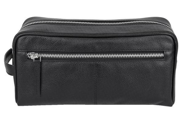 Unisex Kulturtasche und großer Waschbeutel wasserdicht sehr hochwertig LEAS in Echt-Leder, schwarz