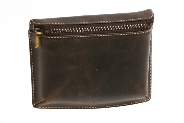 Gürteltasche mit Volllederausstattung und Geschenkbox LEAS in Echt-Büffel-Leder, braun