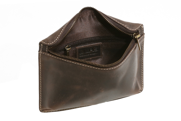 Gürteltasche mit Volllederausstattung und Geschenkbox LEAS in Echt-Büffel-Leder, braun