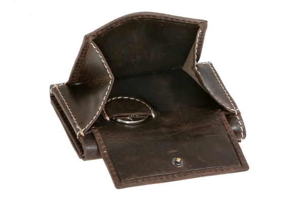 Mini Geldbörse kleines Portemonaie mit Geschenkbox LEAS in Echt-Büffel-Leder, braun