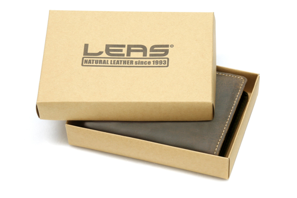 Scheintasche Geldbörse natur im Querformat LEAS in Echt-Leder, braun